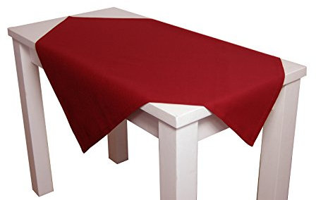 beties Farbenspiel Tischdecke Mitteldecke ca. 80x80 cm - in interessanter Größen- und Farbauswahl - 100% Baumwolle für eine fröhlich Stimmung in Unifarben (Karmin-Rot)