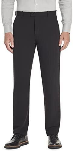 Van Heusen Men's Flex Straight Fit Flat Front Pant, Black, 34W x 34L