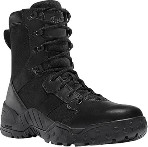 Danner Scorch 8 Side-Zip Tactical Boots for Men - Leather and Textile with Breathable Mesh Lining, Comfort Footbed, and Traction Outsole, Black - 9.5 D