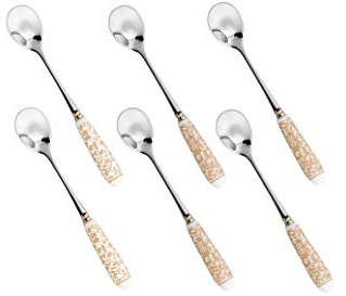 BRANDANI Set 6 PZ. CUCCHIAINO Campo AI Fiori Art. 53666 Inox C/Manico Ceramica