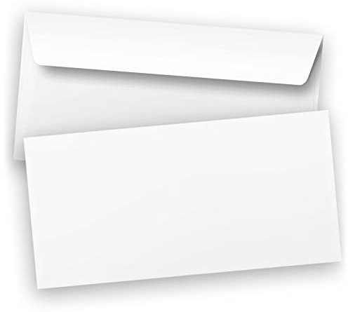 Briefumschläge DIN LANG weiß | 500 Stück | selbstklebend ohne Fenster | Umschläge in PREMIUM Qualität, Business Kuverts (110 × 220 mm) gerade Klappe, innen grau | Business 80 g/qm