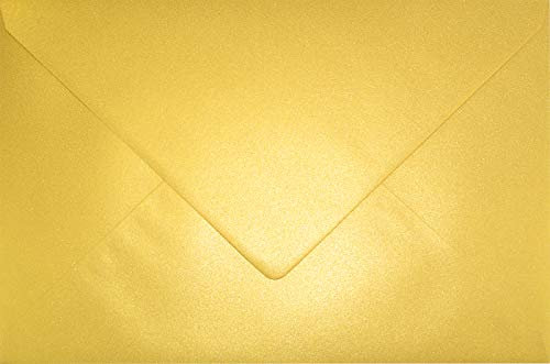 Netuno 25 Briefumschläge Perlmutt-Gold DIN C5 162x 229 mm 120g Aster Metallic Cherish goldene Briefumschläge elegant groß metallisch-glänzend Briefhüllen gold für Einladungen Gruß-Karten