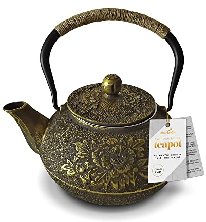 Charbrew Black & Gold Cast Iron Teapot 1200ml Teapot Kettle