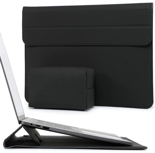 HYZUO 15-16 Zoll Laptop Hülle Laptophülle mit Standfunktion für MacBook Pro 16 M4/M3/M2/M1 Pro/Max 2025-2019, XPS 15, MacBook Pro 15 2015-2012, Samsung Galaxy Book Flex/Pro 15, Schwarz