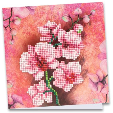 Ideen mit Herz Diamond Painting Greeting Card | 16 x 16 cm | 370 gsm | Includes Envelope & Tools (Orchid)
