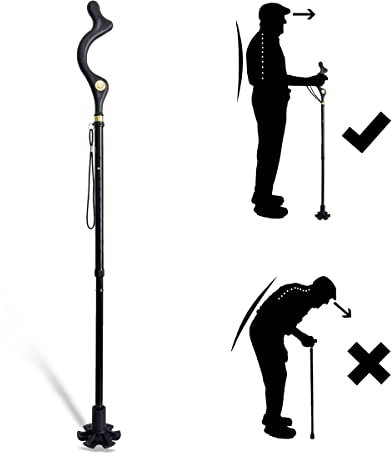 Bastone da Passeggio Posturale Bastone da Passeggio Pieghevole in Alluminio Regolabile Antiscivolo Leggero Portatore e Durevole per Escursionismo Camminata Viaggio Adulto Unisex