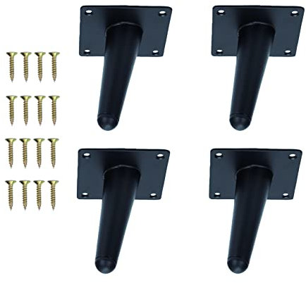FLYAMAPIRIT Möbelfüße Set mit 4 schrägen konischen Möbelbeinen mit Schrauben und Kunststoff-Gummiköpfen Metall-DIY-Ersatzmöbelfüße für Sofa, Couchtisch, Schrank, Nachttisch usw.