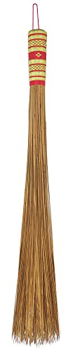 32 inch Multi-Surface Sturdy Outdoor Authentic Coconut Leaf Broom Asian Heavy Duty Broom Thai Natural Coconut Leaf Broom (Country Rustic) (1 Piece)