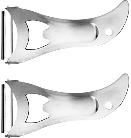 2 pcs Concombre Durable Pommes de Terre Acier Orange Canne Pomme de Terre Y Chocolat Inoxydable Bouteille Légumes Gingembre Éplucheur Pelé et Pivotant Métal Agrumes Citron Fromage Noyau Rabot -in- (Co