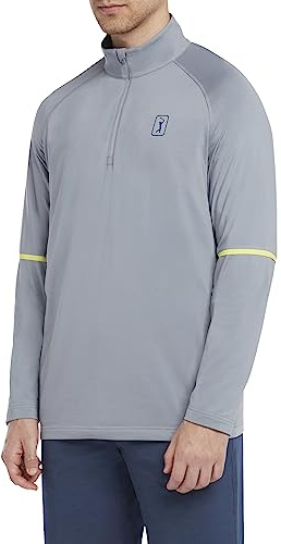 PGA Tour Long Sleeve Golf, Quarter Zip Sudadera, Gris, XXL para Hombre
