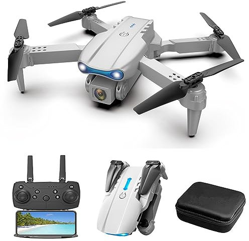 Mini drone con doppia videocamera HD 1080p, quadricottero RC pieghevole, drone for evitare ostacoli, obiettivo regolabile a 90°, decollo/atterraggio con un pulsante, altezza fissa, rotazione a 360° (