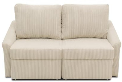 DOMO. collection Sofa Relax, 2-Sitzer Dauerschläfer, Boxspring Couch mit Schlaffunktion, Schlafsessel, Gästebett, Schlafsofa 168 x 96 x 86 cm (BxTxH), Cord in beige