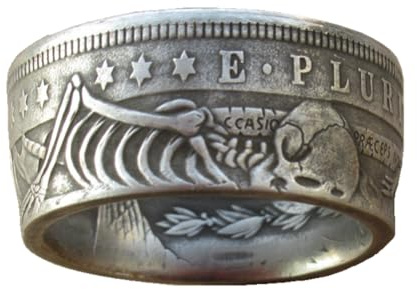 maxsatisf Coin Ring Handcraft Rings Vintage Handmade from Skull Copy Coin for Gift (9)