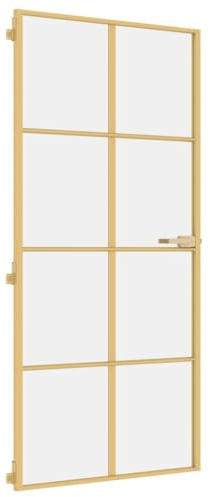 Porte intérieure mince doré 93x201,5 cm verre trempé aluminium