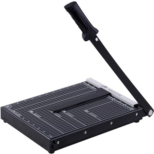 ISDIR 12” Heavy Duty Metal Paper Cutter - 15 Sheet High Capacity Guillotine Trimmer with Blade Safety Lock & Magnetic Guide, Professional Craft Cutter for Cardstock, Photos, DIY & Office