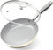 MICHELANGELO 20cm Ceramic Frying Pan, Non Stick Fry Pan with Lid, Small Skillet Nonstick, Non Toxic Frying Pan, Ceramic-Coated, Beige