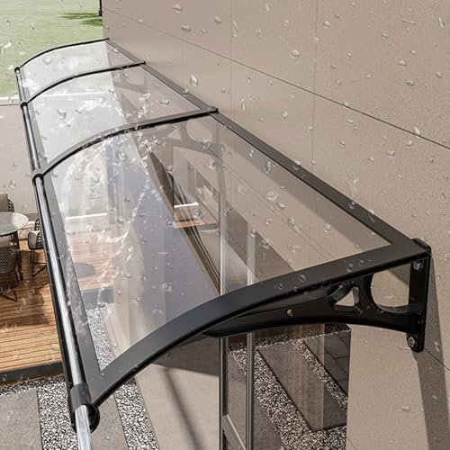 DSEWTEZXI Moderne Aluminium Marquise de Exterieur fenêtre,Extérieur Porte d'entree auvent,Polycarbonate Marquise avec évier de Guidage Protection Contre la Pluie et la Neige,Silencieux,Protection UV.