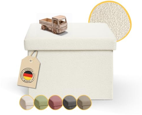 Laleni Sitzwrfel mit Stauraum - Truhenbank 41x31 cm - Sitztruhe - Aufbewahrungsbox - Sitzbank klein - Beige