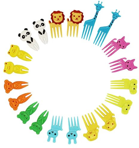 Mini Cartoon Bento Fruit Forks Toothpicks for Kids Food Cake Picks Bento Accessories Cute Mini Skewers Toothpicks Adults Dessert Fruit Pastry Kids Party (Pack of 20，Random Color)