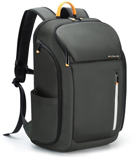 Ponhog Sac à Dos Homme 30L - Grande Capacité Sac Ordinateur Portable 17,3 Pouces avec Poche Anti-Vol, Ouverture 180° et Tissu Anti-Éclaboussures, Approuvé TSA pour Voyages d'Affaires, Travail (Gris1)