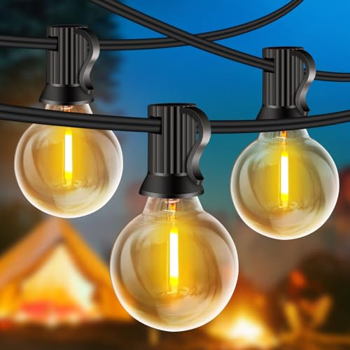Rintea Guirlande Lumineuse Exterieure 10M, 20+2 Ampoules G40 Incassable,Plug&Play,Étanche,Guirlande Guinguette LED Connectable,pour Jardin Balcon Maison Mariage Fête Noël Intérieur [Blanc Chaud]