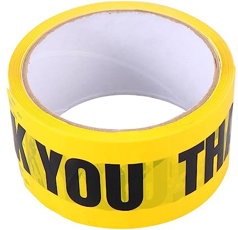 MAGICLULU Yellow Safety Tape Black Thank You Text Self Adhesive Sticker for Walls and Floors for Warning and Barrier Use
