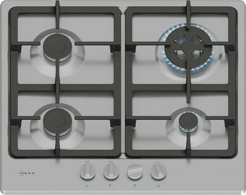 NEFF N50 T26GKH8N0 60cm Gas Hob with 4 Burners, Stainless Steel