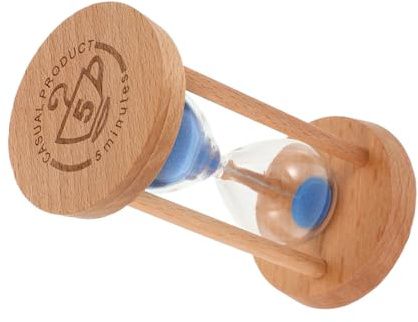 5 Minute Mini Wood Sandglass Timer with Glass Blue