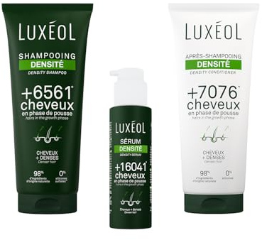 Luxéol - Routine Densité - Solution Cheveux Clairsemés - Augmente la Densité Capillaire - Résultats Cliniquement Prouvés - Renforce la Fibre Capillaire