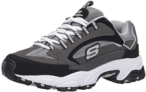 Skechers Men's Stamina-Nuovo lace up sneaker, Charcoal/Black, 9.5 M US