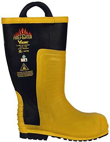 Viking Men's VW91 Firefighter Chainsaw Boot, Black/Yellow - 13