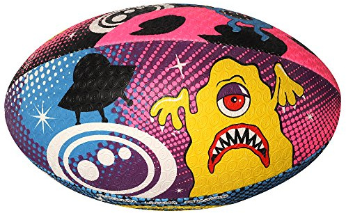OPTIMUM Unisex vuxen rymd monster rugbyboll, rymdmonster, storlek 4, flerfärgad flerfärgad, 4