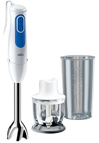 Braun MQ3020 MultiQuick 3 Pesto, Mixeur plongeant, 700 W, 2 Vitesses, Mini Hachoir 350ml, Bol Gradué Capacité 600 ml, Bleu/Blanc