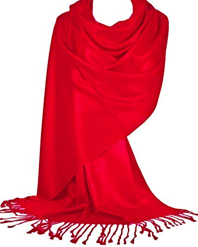 World of Shawls Supermjuk pashminasjal sjal halsduk, mörkröd,