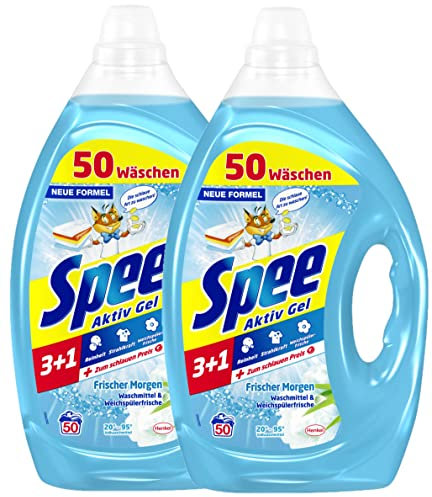 Spee Aktiv Gel 2-in-1, Flüssigwaschmittel, 100 (2 x 50) Waschladungen mit Weichspülerfrische