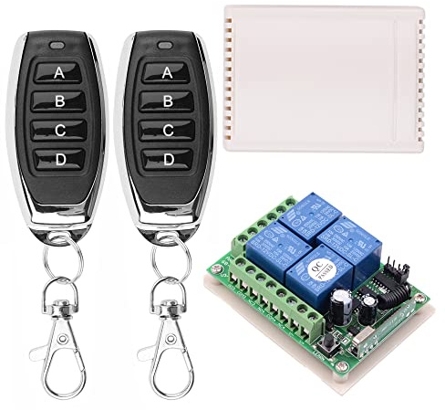 DC 12V Remote Control Switch 4 Channel Universal 433Mhz Remote Control Momentary Switch for Wireless Control and More