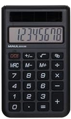 Maul Miniräknare Eco 250, Miljövänlig Solkalkylator Med 8 Ställen, Blå Ängel/Uz116, Bordsräknare För Kontor, Skrivbord, Skola, 80% Återvunnen Plast, Svart
