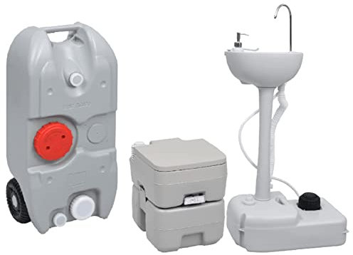 Tidyard Tragbare Campingtoilette mit Waschbecken und Wasserbehälter, Outdoor Campingtoilette, Mobil-WC, Mobile Chemietoilette, Campingklo, WC Toilettensitz