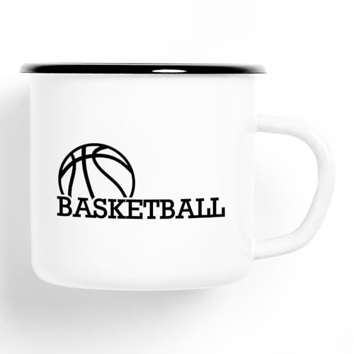 Huuraa Emaille Tasse Basketball Ball 300ml Vintage Campingbecher Geschenkidee