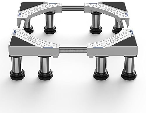 DEWEL 8 pieds Support de machine à laver, Socle réglable de machine à laver pour réfrigérateur séchoir, Longueur réglable 43-57cm, Hauteur 13-16cm