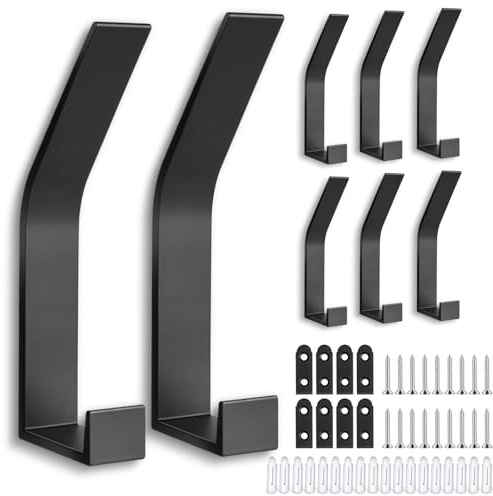 Flintronic Svarta Väggkrokar 8-Pack Med Osynlig Skruvdesign - Moderna Krokar Med 24 Monteringsdelar Och Skruvar för Kök, Badrum, Korridor, Handdukshängare