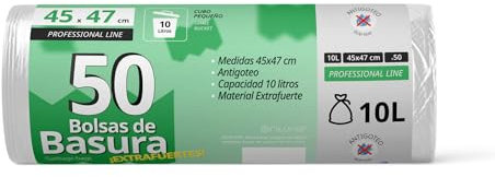 Sacchetti Spazzatura, Sacchetto Spazzatura Resistente per Bidoni Spazzatura da 10L, Antigoccia, Sacchetti Ideali per Cestini del Bagno, Ufficio o Cucina, 45x47 cm - Ofituria (50 sacchetti, 10L)