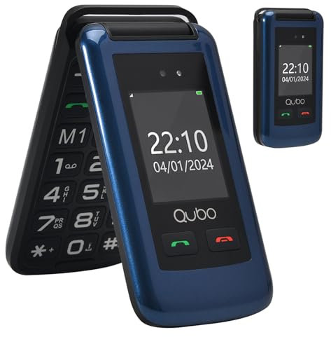 Qubo Flip téléphone pour Personnes âgées GSM,écran de 2,4 Pouces, avec Grand écran, Fonction SOS, Support Double SIM, Appel Rapide, Radio FM, Lampe de Poche