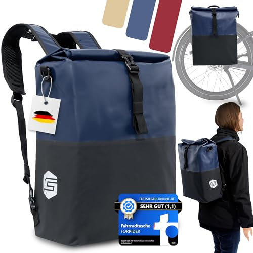 Forrider 3in1 Fahrradtasche für Gepäckträger mit Rucksack Wasserdicht [27L] Gepäckträgertasche Reflektierend I Fahrradtasche Rucksack | Fahrradrucksack für Gepäckträger mit Laptopfach Fahrrad & Ebike