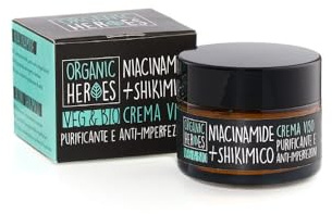 Organic Heroes | Crema viso biologica da 50 ml, Purificante con Acido Shikimico + Niacinamide per Pelli Miste e Impure – Anti Imperfezioni, Sebo Controllo (Shikimico + Niacinamide)