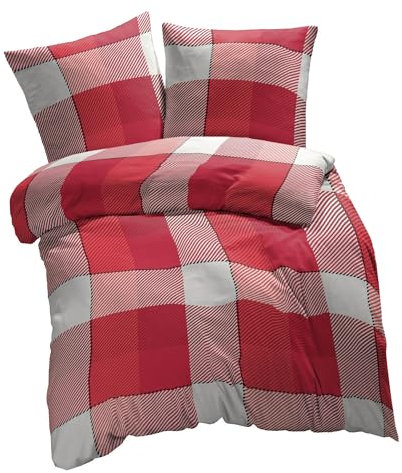 etérea Microfaser Bettwäsche 140x200 2er Set - Ganzjahres Bettbezug - Lola Blumen Bettwäsche-Set mit Kissen 140x200cm + 70x90 cm Kissen - Rot