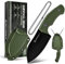 SPITZKANTE Neck Knife Messer PA-D, Kleines Messer Full Tang 5Cr14Mov Stahl, Mini Feststehende Klinge 7, 1cm Klingenlänge mit ABS Scheide Kugelkette, Klinge Schwarz + Grün Griff