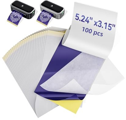 Phomemo Tattoo Transfer Papier, TP31 Transfer Papier Tattoo Transfer Papier für Tätowierung, Kompatibel mit TP31 Portable Tattoo Drucker, 3 Zoll (80mm) x 133mm, 100 Blätter