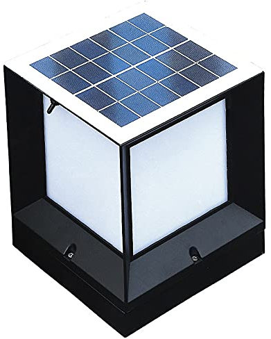 Lampada a Colonna in Stile Cinese, con Paralume Quadrato in Acrilico, per Esterni, Cortile, Recinzione, Lampada Solare a LED, IP54 Impermeabile, con Attacco E27 per passerelle e Decorazioni da gi