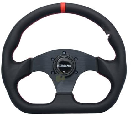 Volante sportivo da corsa in pelle con forma a D universale da 12,6 pollici e 320 mm(Red)